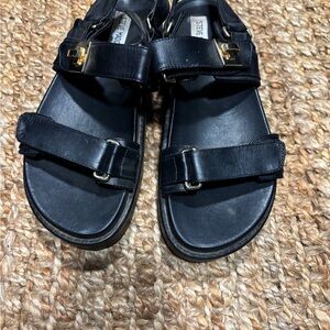 Steve Madden Black Sandals with Gold Accents
